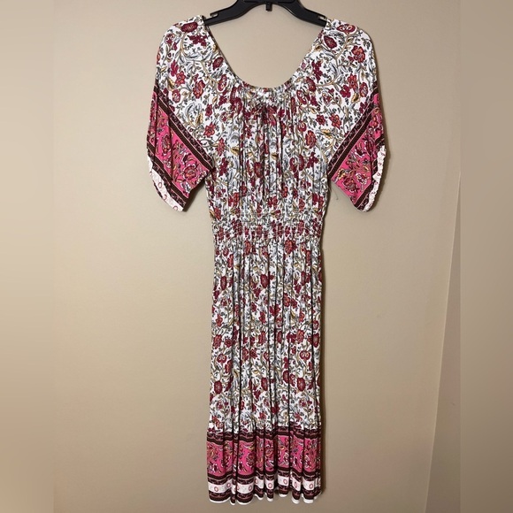 NWOT Kindred Floral Boho Pink Rayon Midi Sun Dress Size XL - Picture 10 of 10